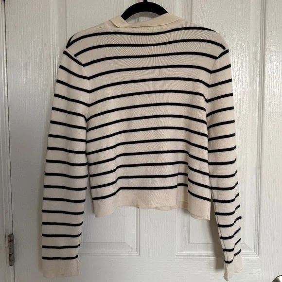 Sezane Betty Cardigan Ecru / Marine. - Size S - Picture 4 of 5